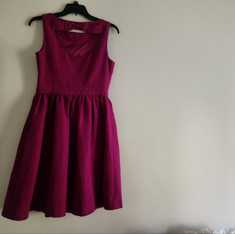 Ted Baker London fit and flare dress Open Back Bow Fuschia Sz 6 Nwt TB sz 2 - Picture 2 of 11